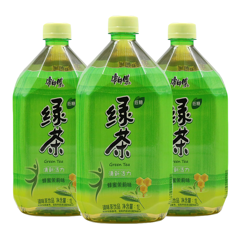 康師傅綠茶1l蜂蜜茉莉味低糖瓶裝茶飲料